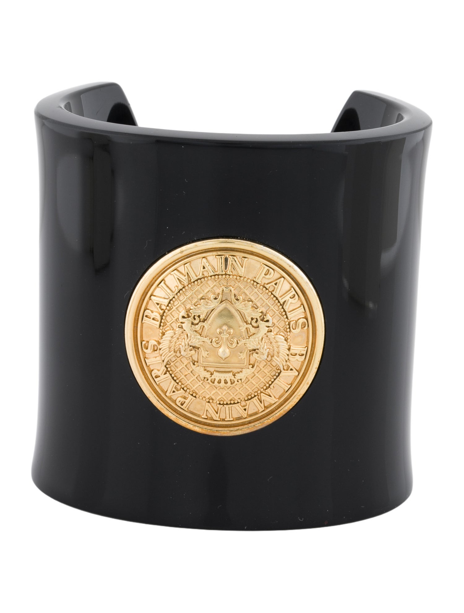 Balmain Resin Logo Coin Cuff Bracelet