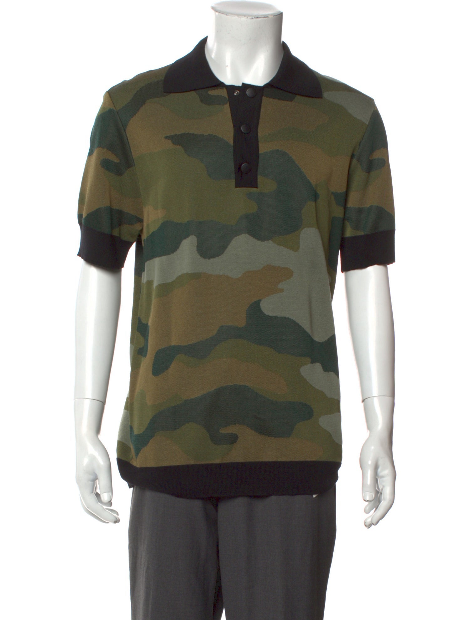 Balmain Camouflage Print Short Sleeve Shirt
