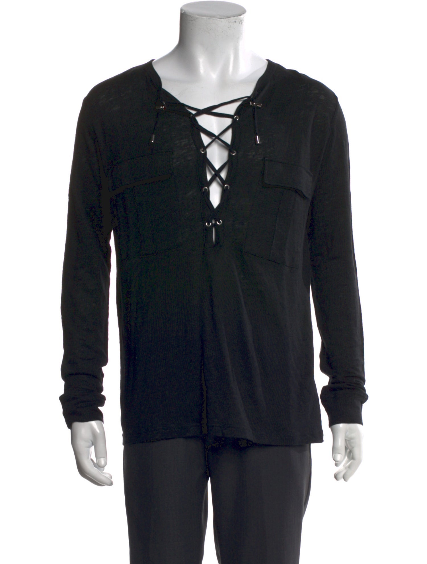 Balmain Linen V-Neck Henley