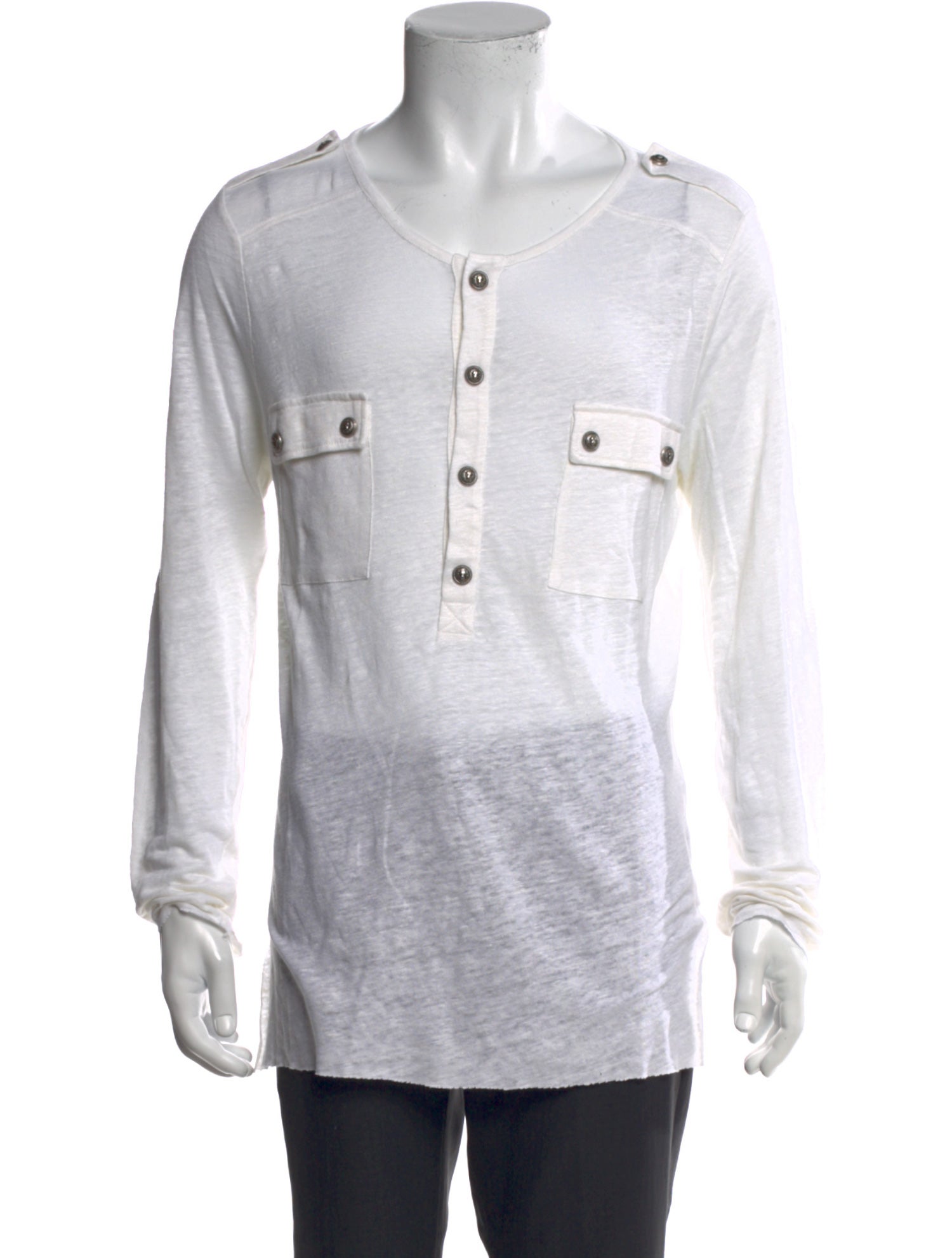 Balmain Linen Scoop Neck Henley