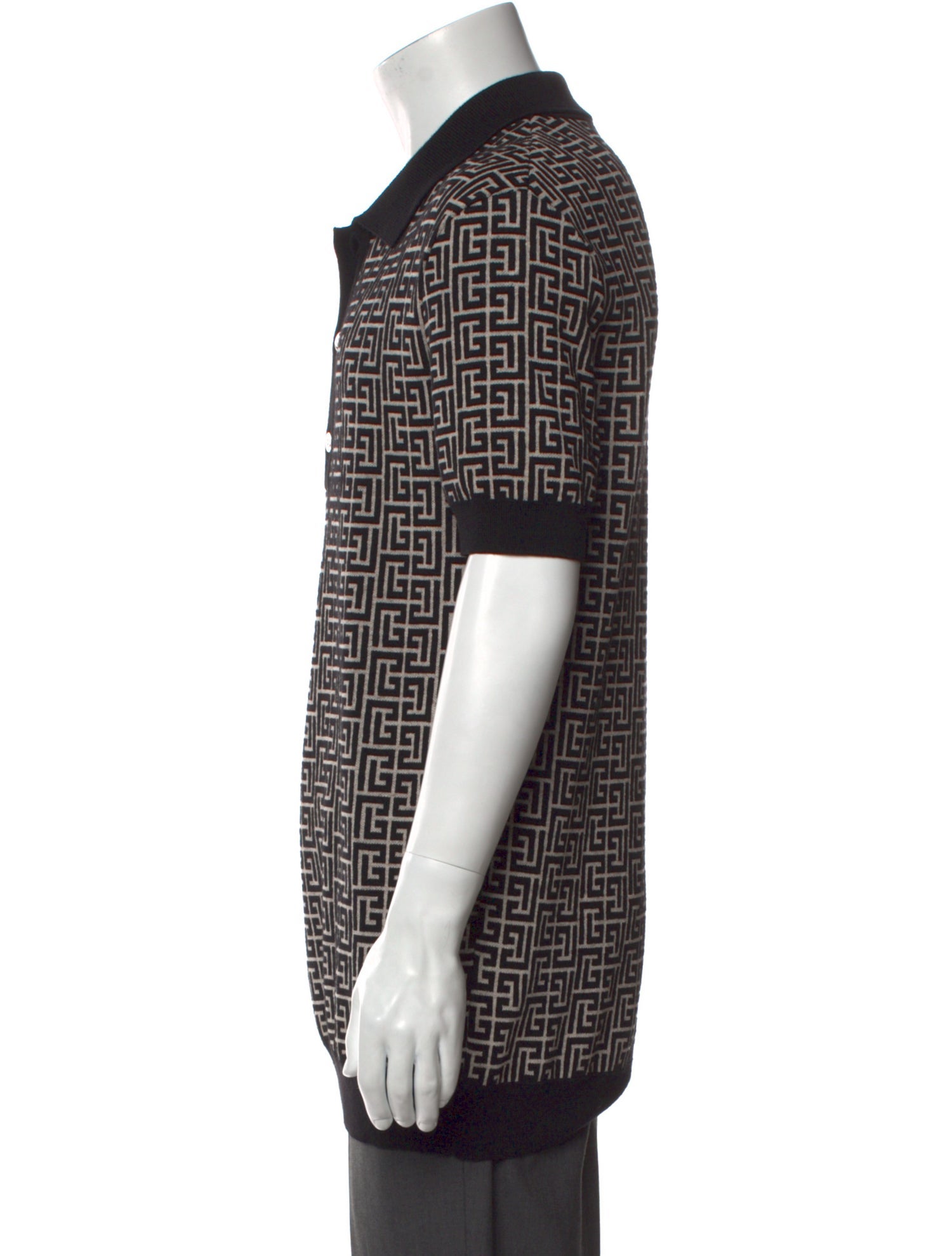 Balmain Printed Mock Neck Polo Sweater