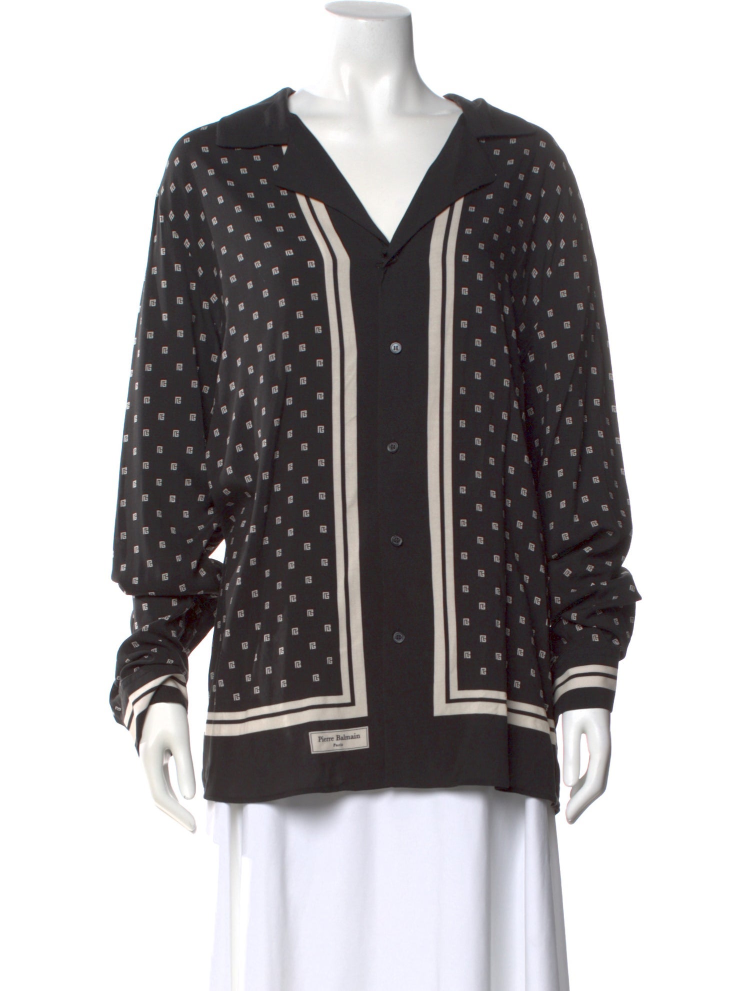 Balmain Graphic Print Long Sleeve Shirt