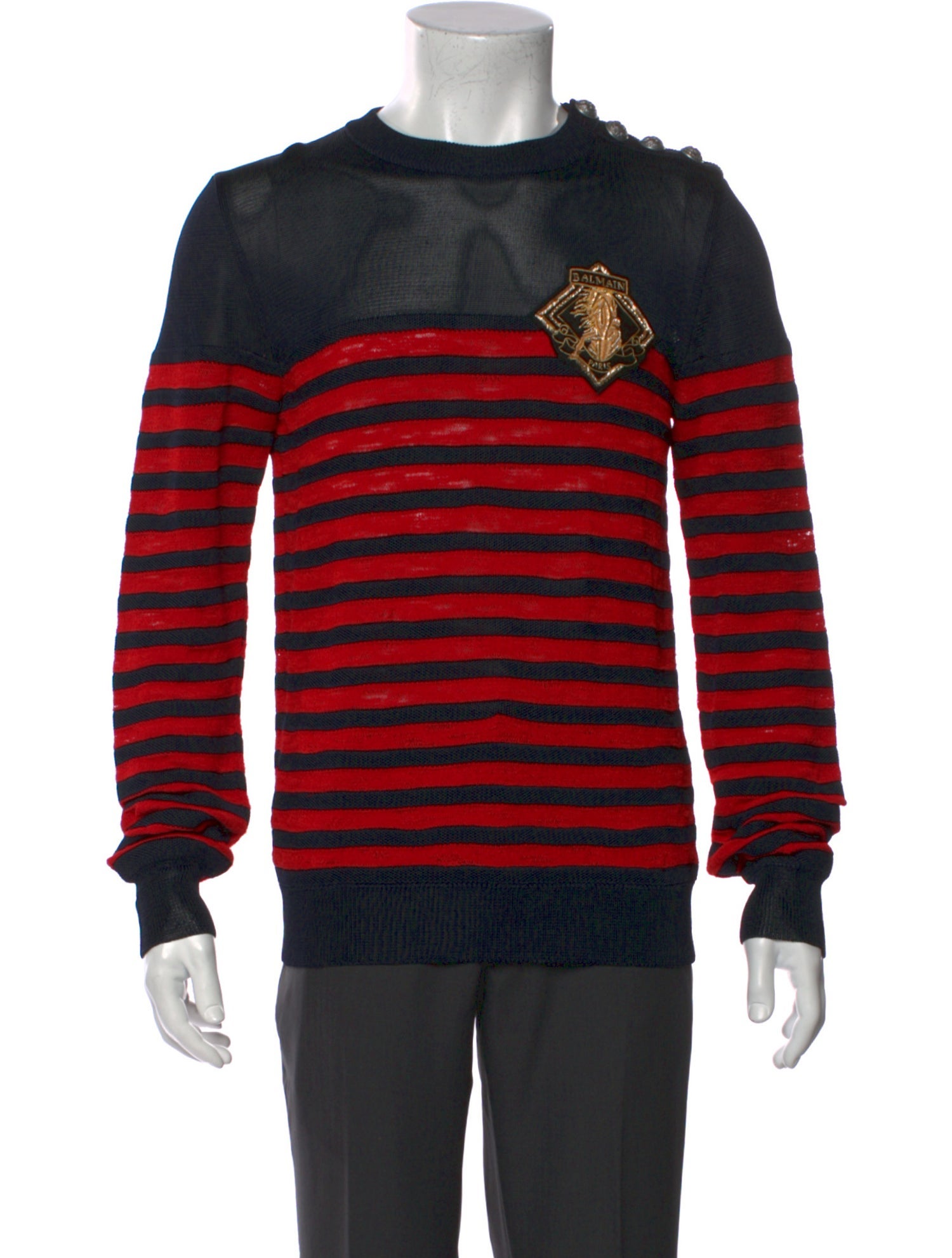 Balmain Striped Crew Neck Pullover