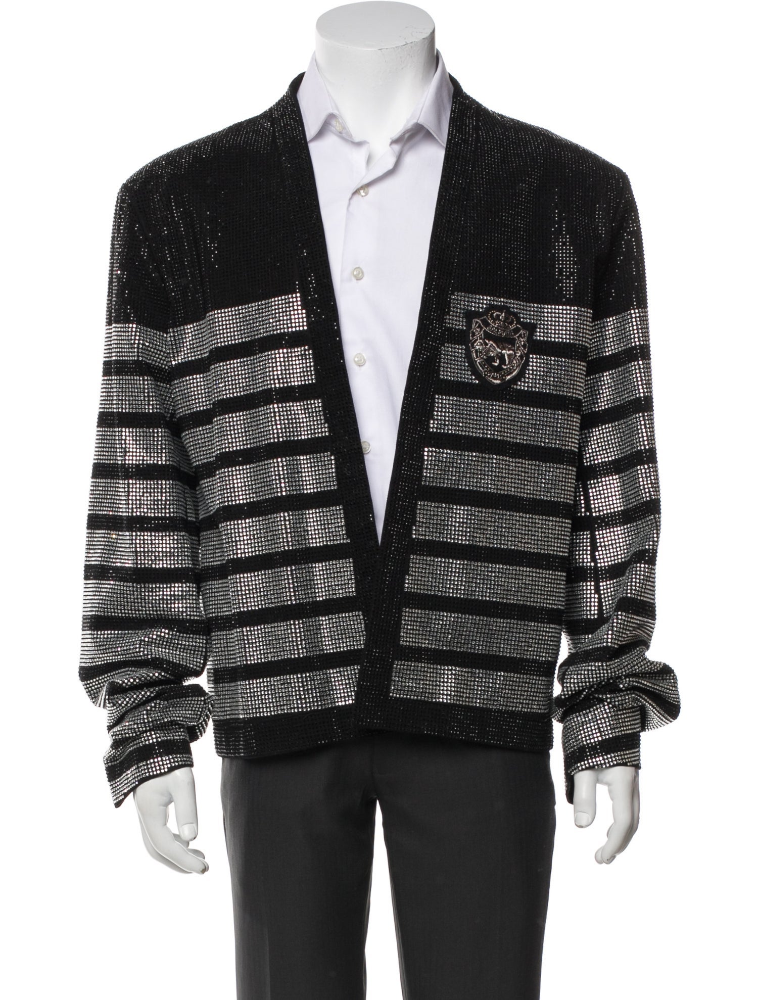 Balmain Striped Studded Accents Blazer