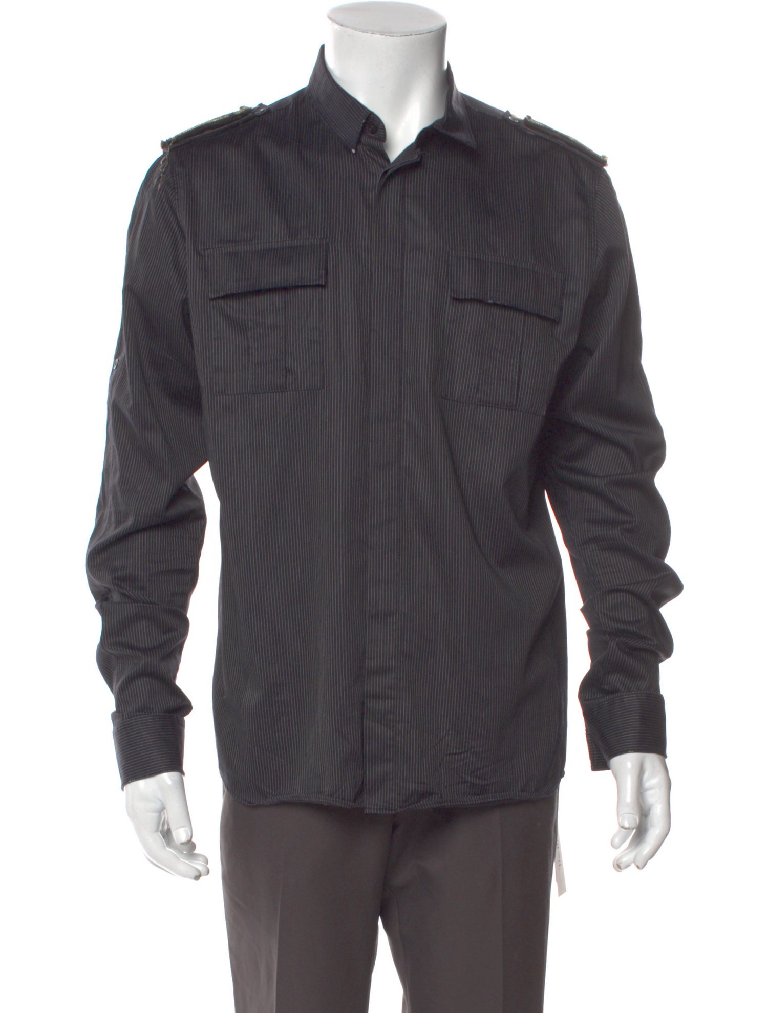 Balmain Striped Long Sleeve Western Shirt