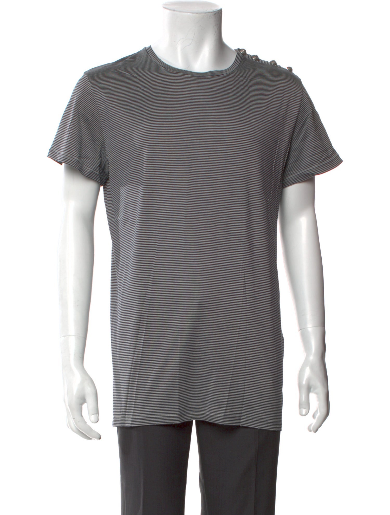 Balmain Striped Crew Neck T-Shirt