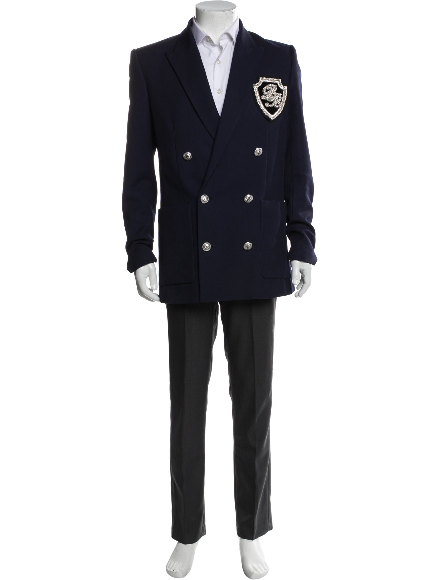 Balmain Virgin Wool Crystal Embellishments Blazer