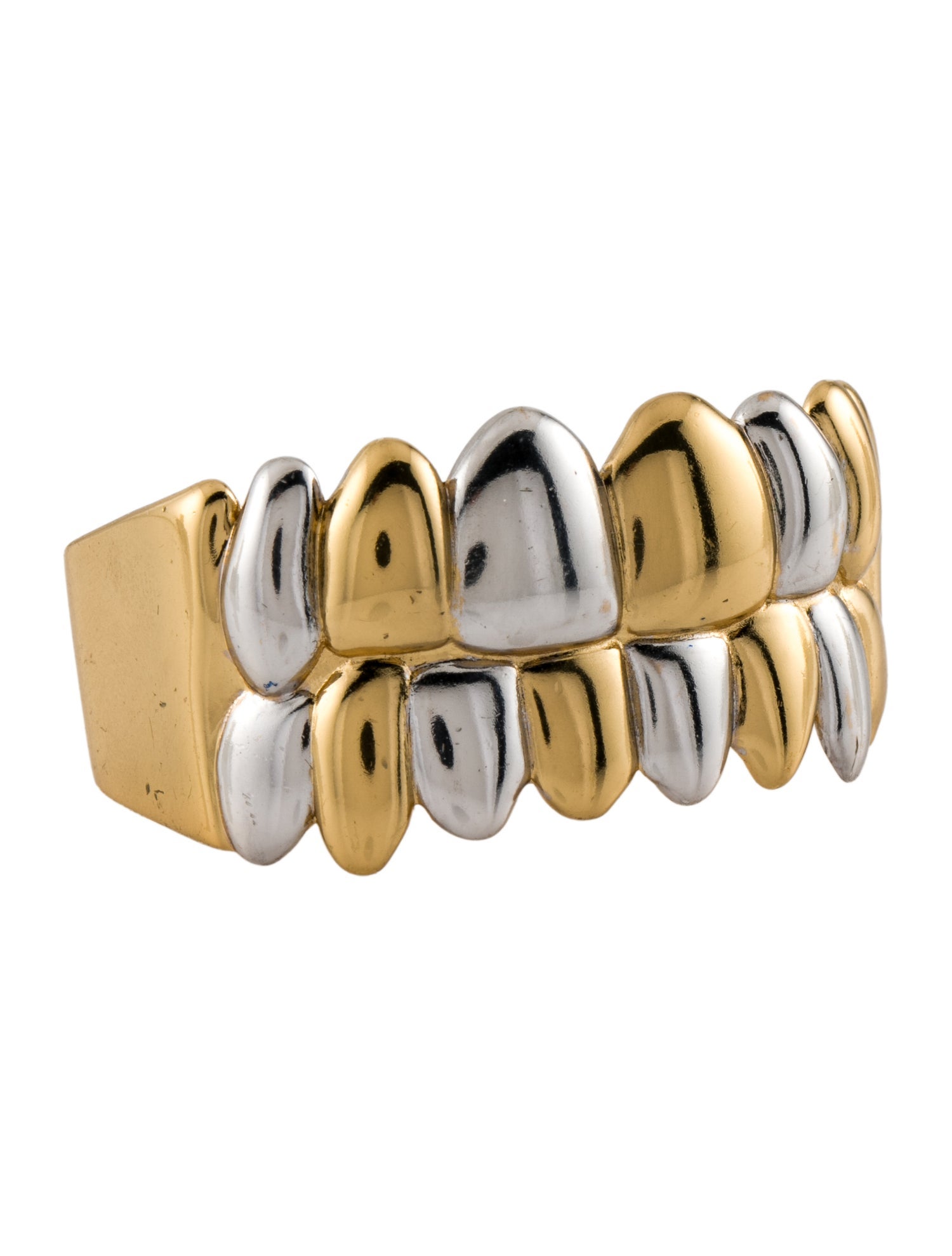 Balmain Two-Tone Double Grillz Signet Ring