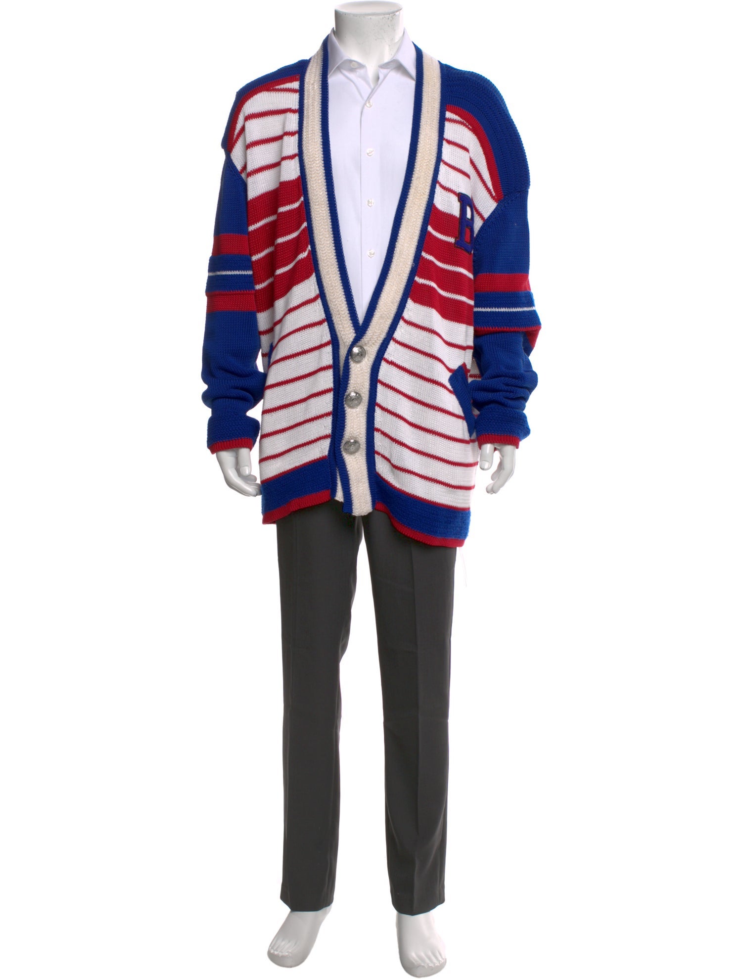 Balmain Striped Open Front Cardigan