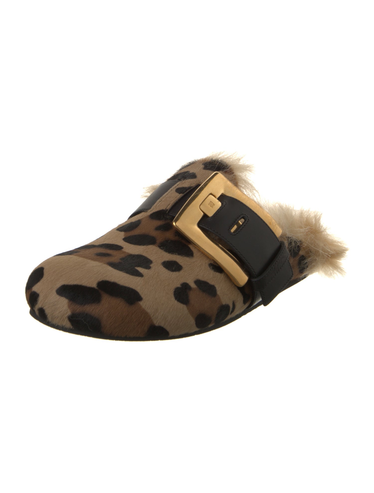 Balmain Ponyhair Animal Print Mules