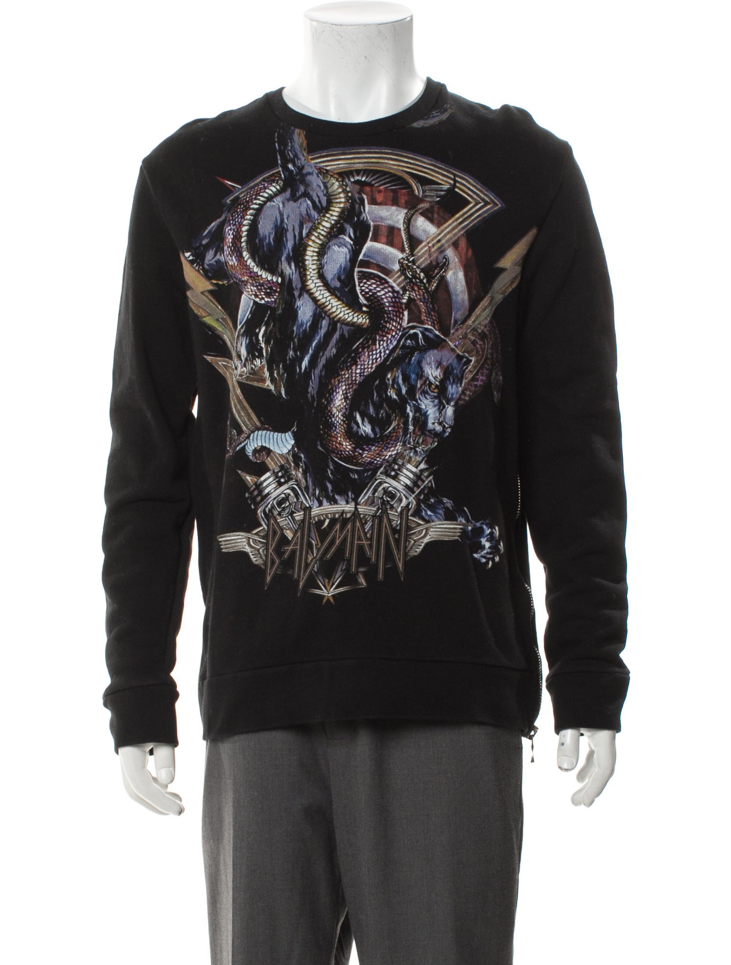Balmain Graphic Print Crew Neck Pullover