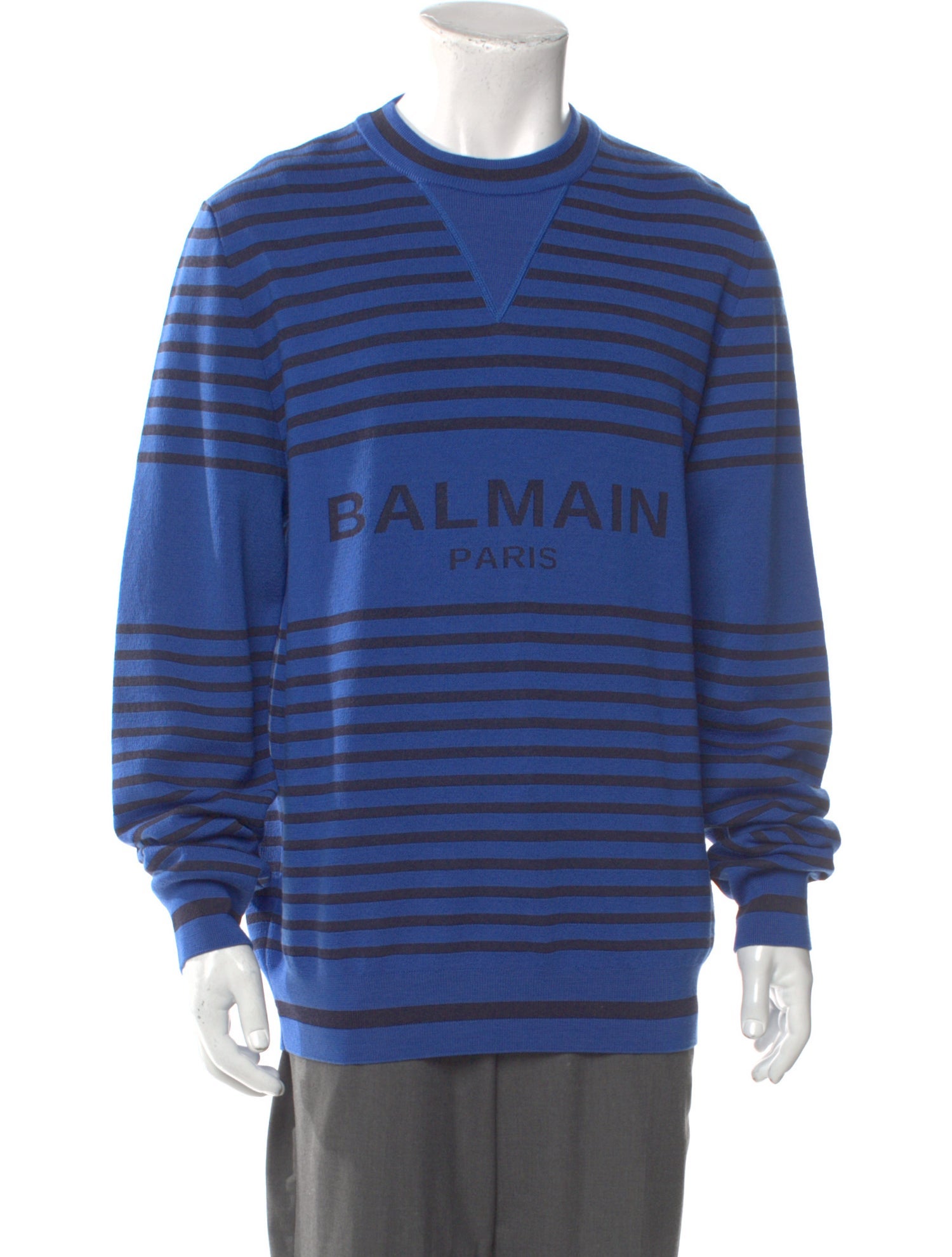 Balmain Striped Crew Neck Pullover