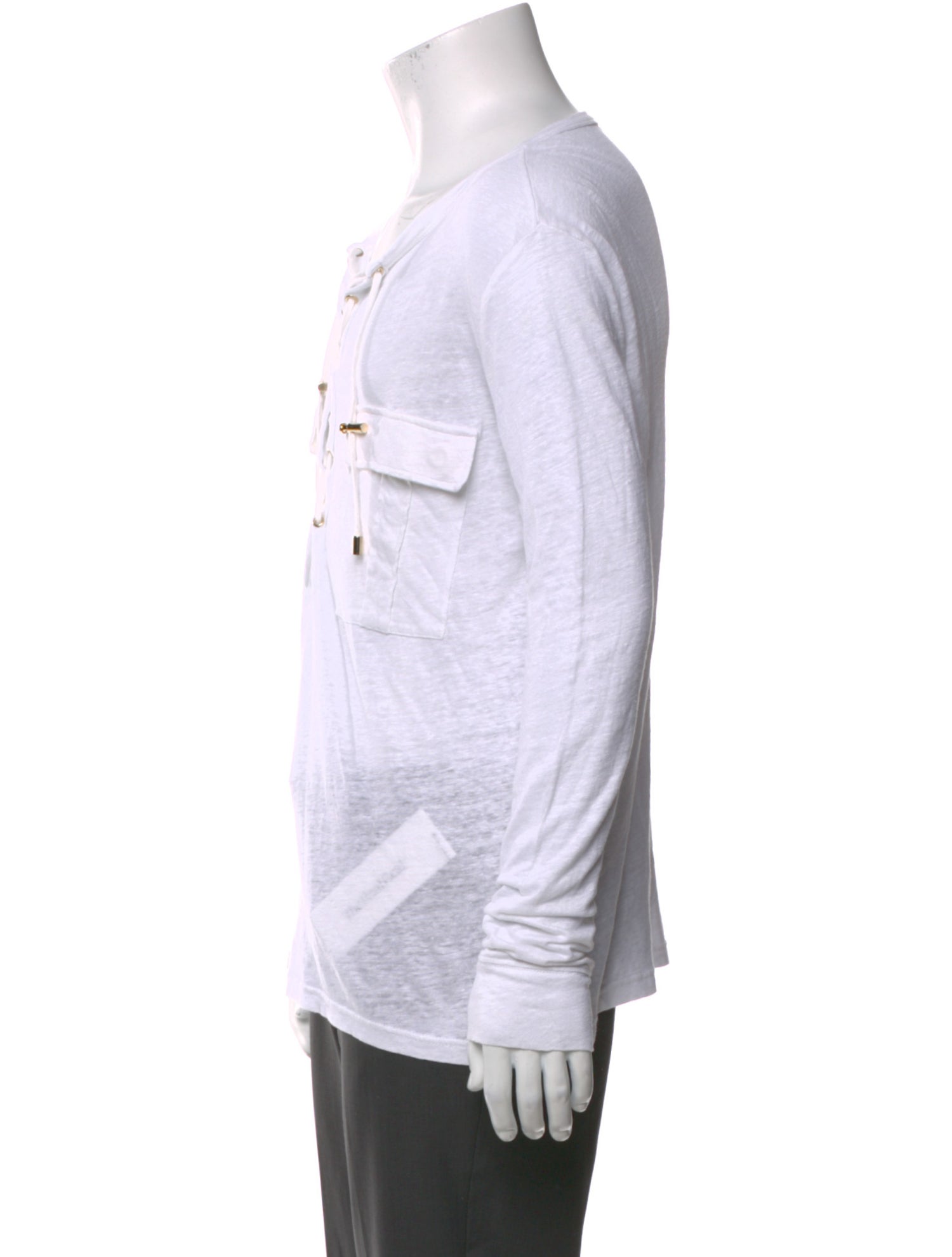 Balmain Linen Graphic Print Henley