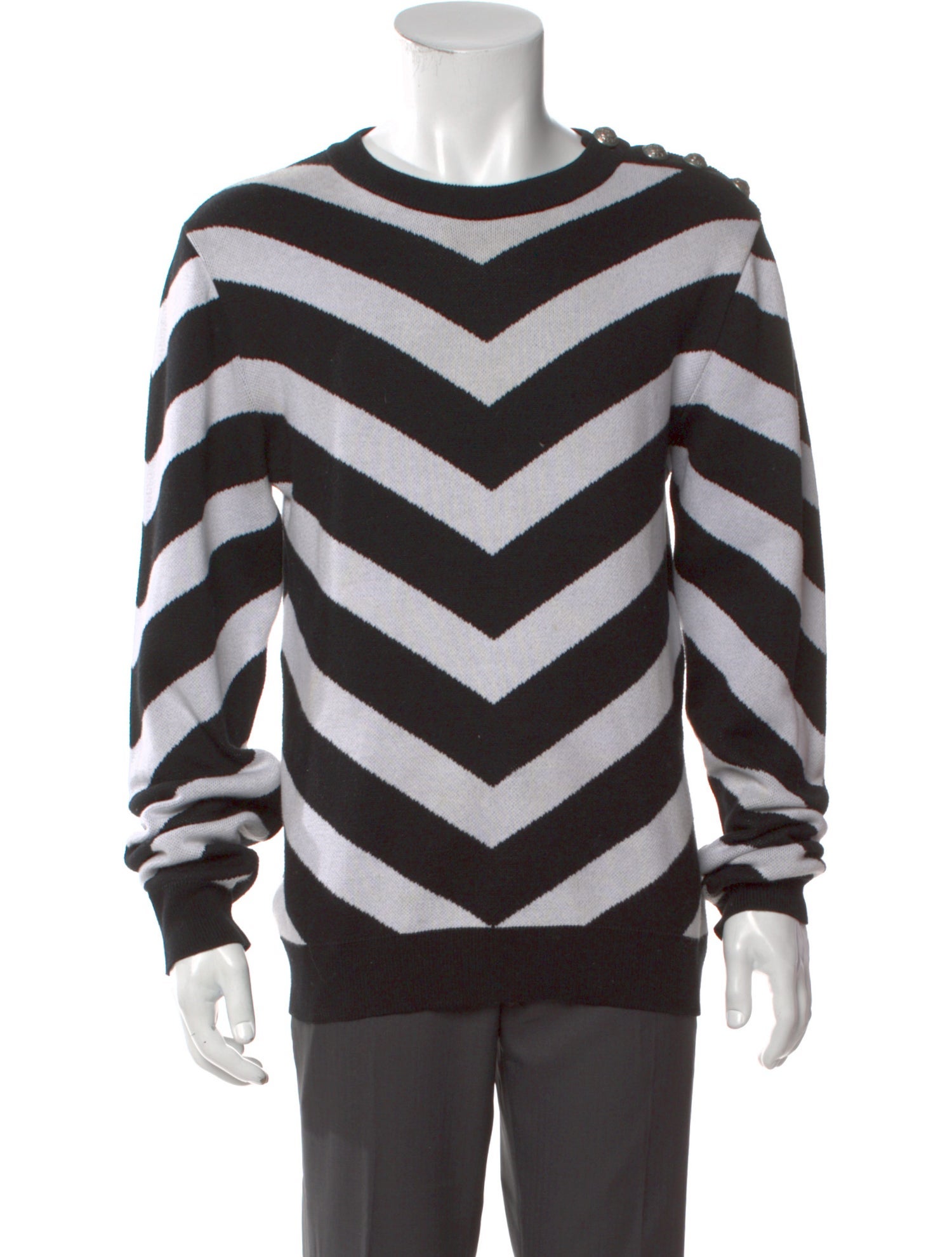 Balmain Striped Crew Neck Pullover