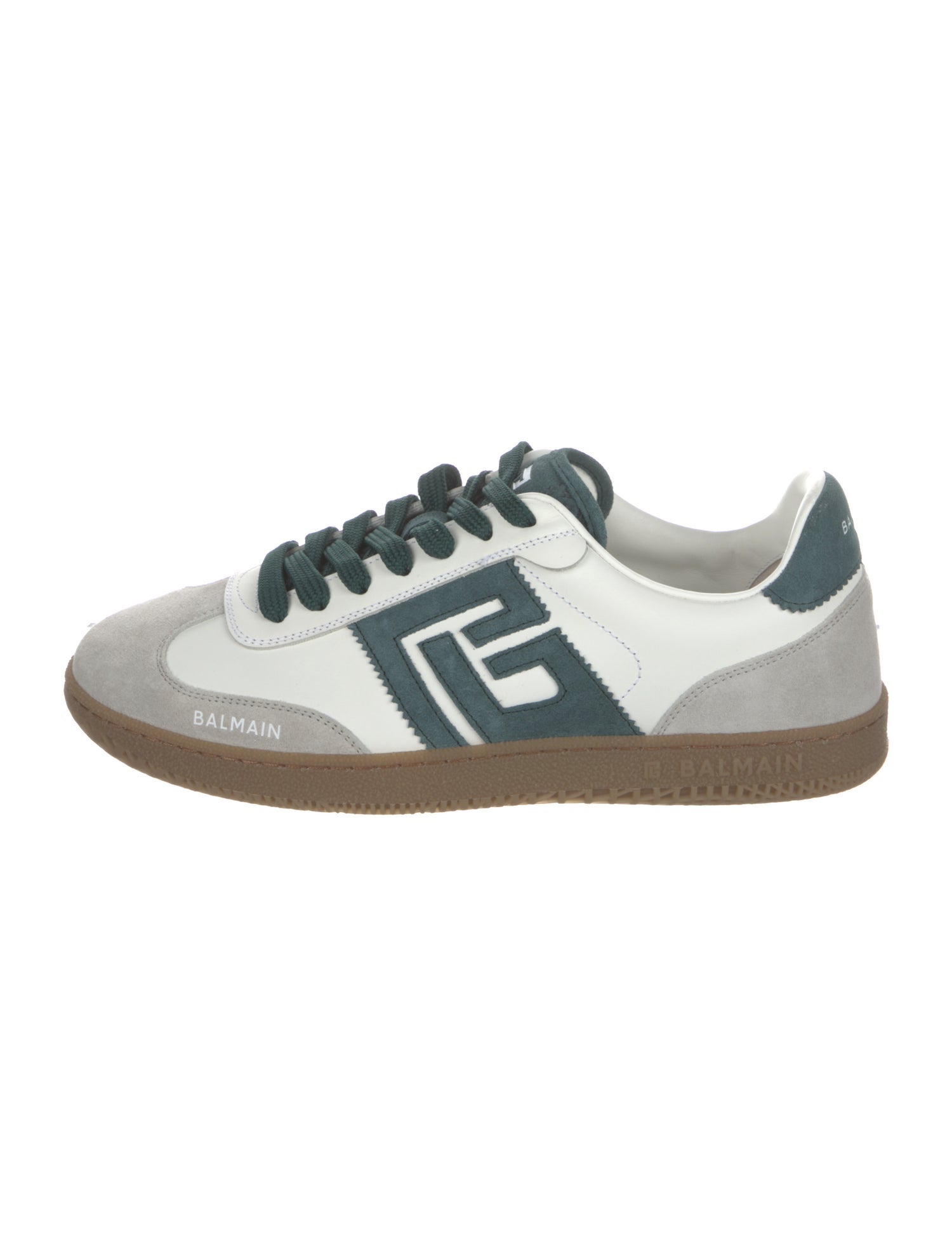 Balmain Leather Colorblock Pattern Sneakers