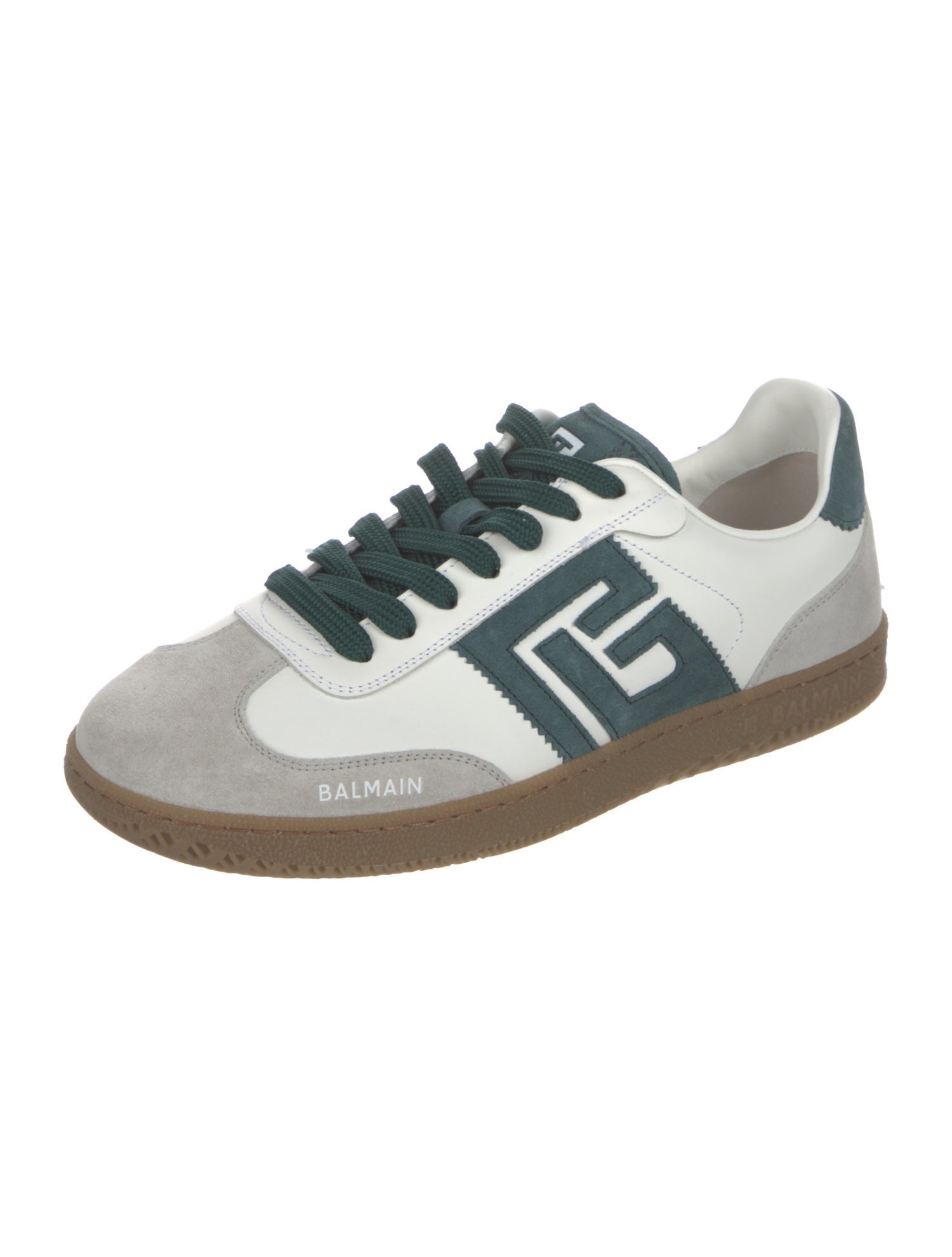 Balmain Leather Colorblock Pattern Sneakers