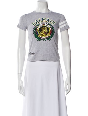 Pre-owned Balmain Babies' Flock Logo T-shirt In Gray