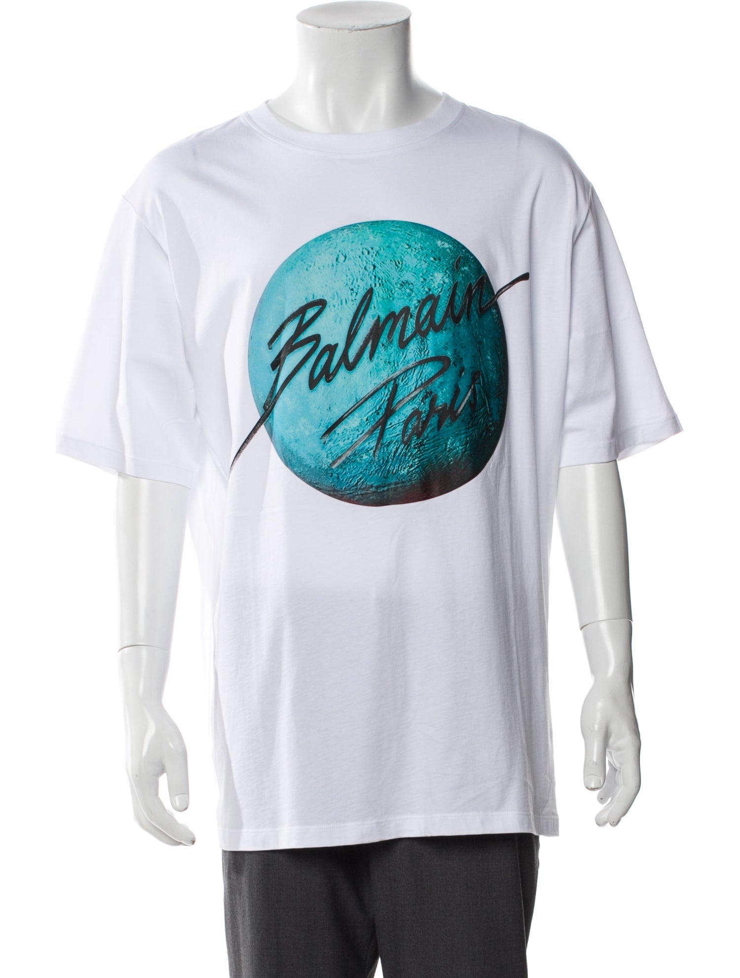 Balmain Graphic Print Scoop Neck T-Shirt w/ Tags