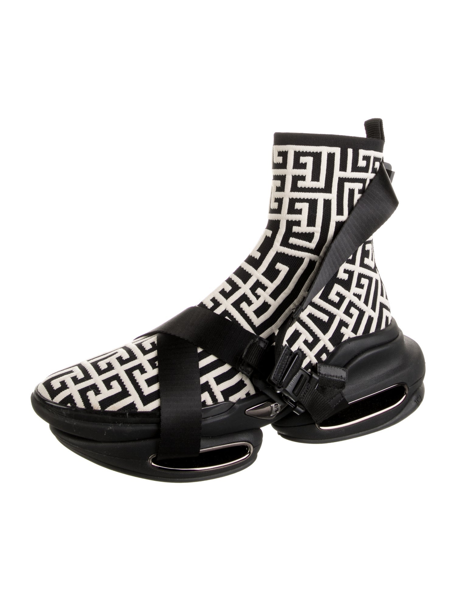 Balmain Monogram Pattern Sock Sneakers