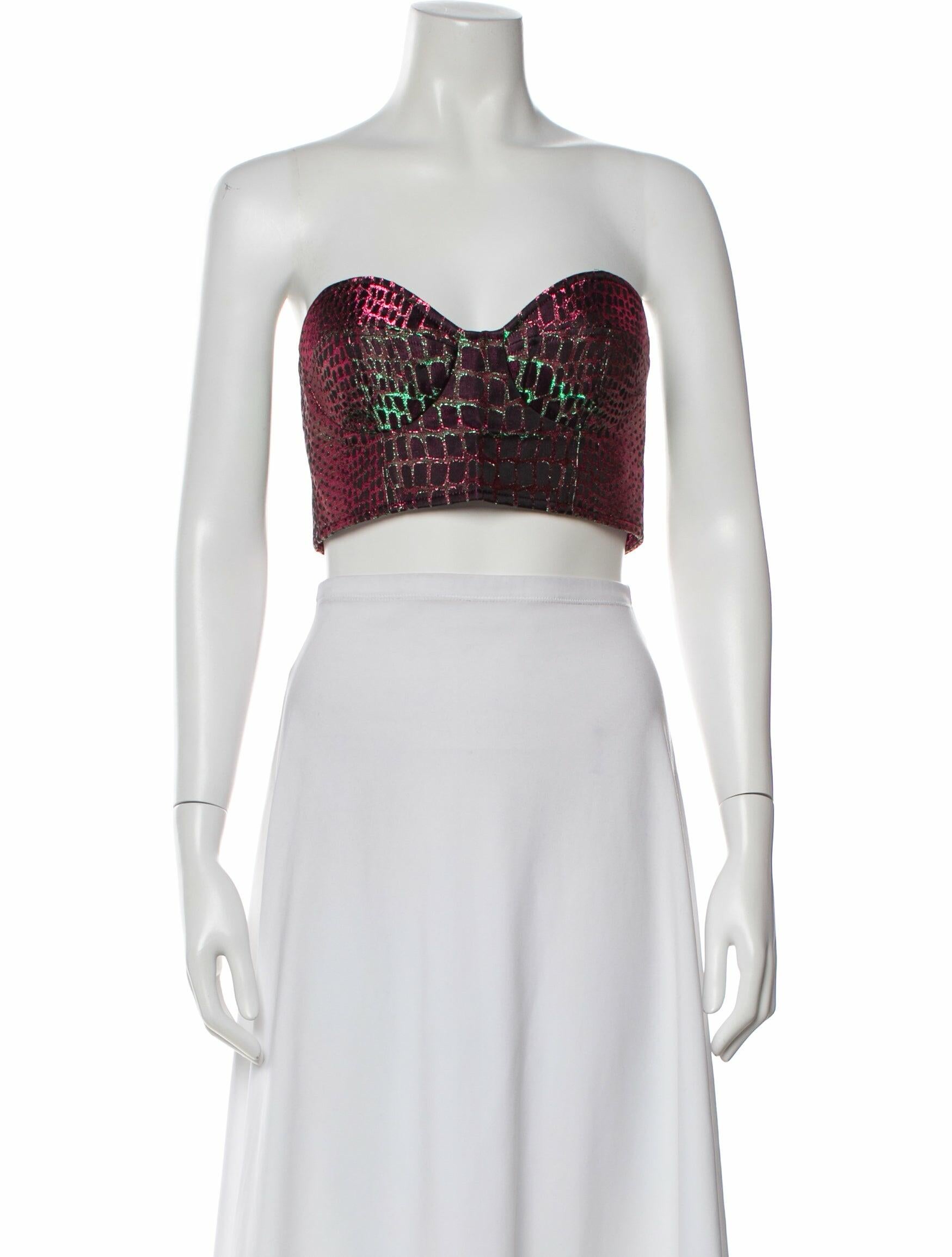 Balmain Animal Print Strapless Crop Top