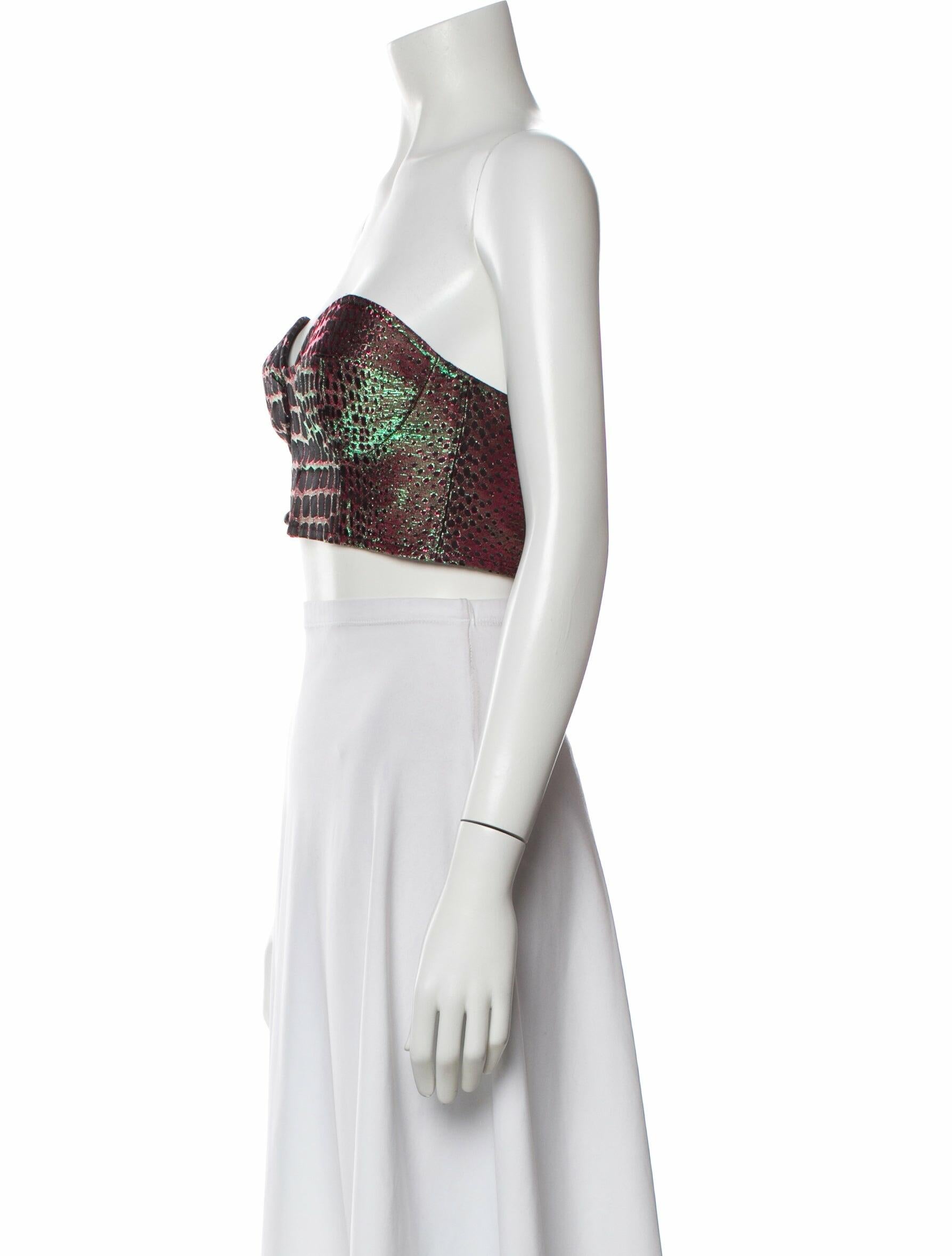 Balmain Animal Print Strapless Crop Top