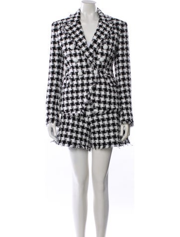 Pre-owned Balmain Plaid Print Raw-edge Trim Short Set In Multi