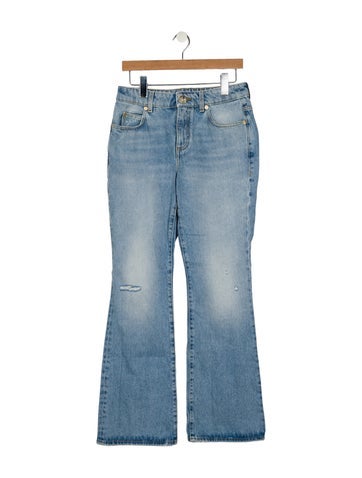 Pre-owned Balmain Mid-rise Wide Leg Jeans In Blue