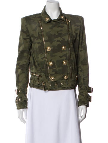Pre-owned Balmain Biker Jacket In Green