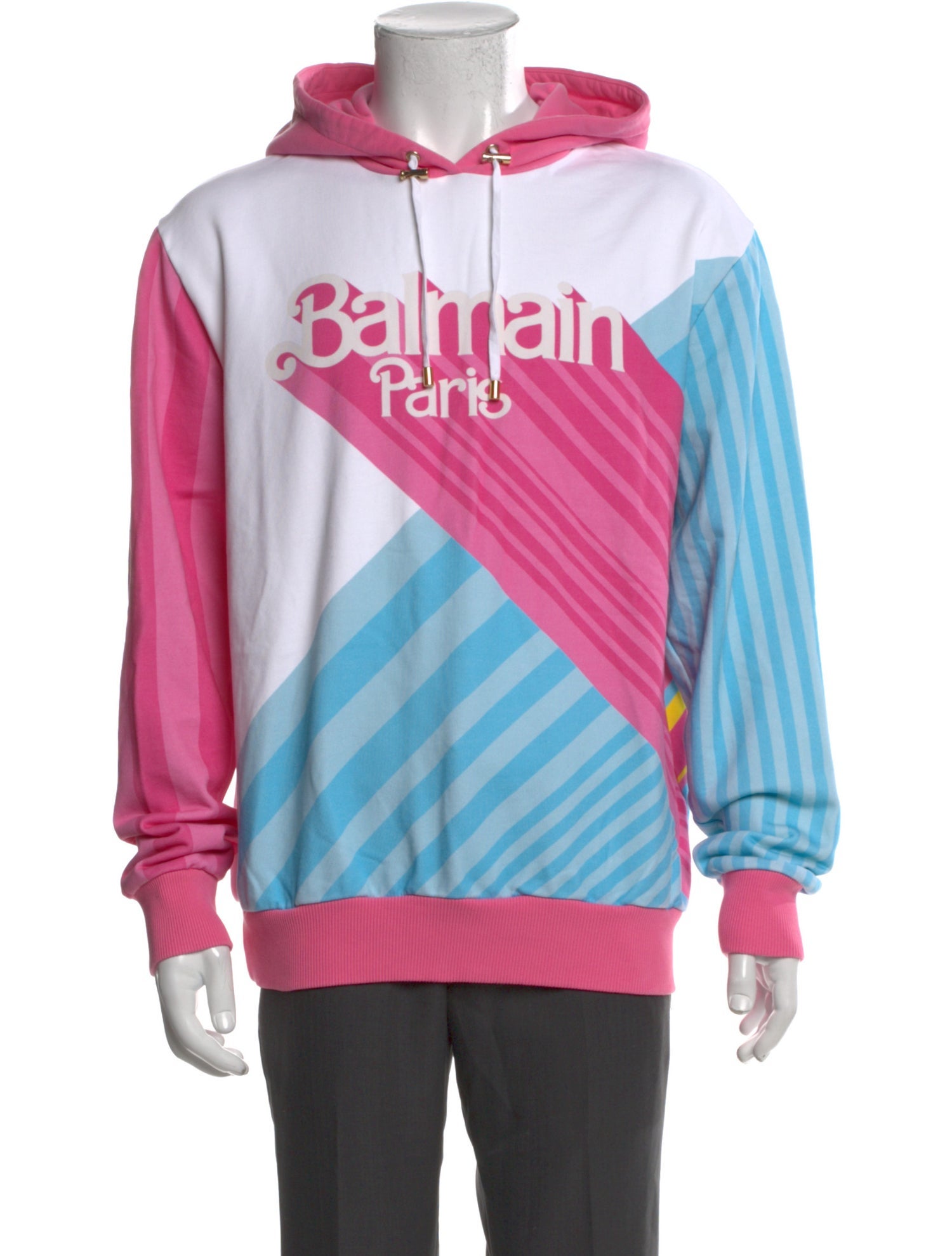 Balmain Striped Crew Neck Hoodie