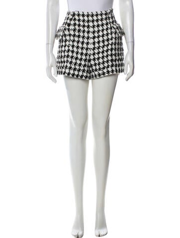 Pre-owned Balmain Houndstooth Print Mini Shorts In White