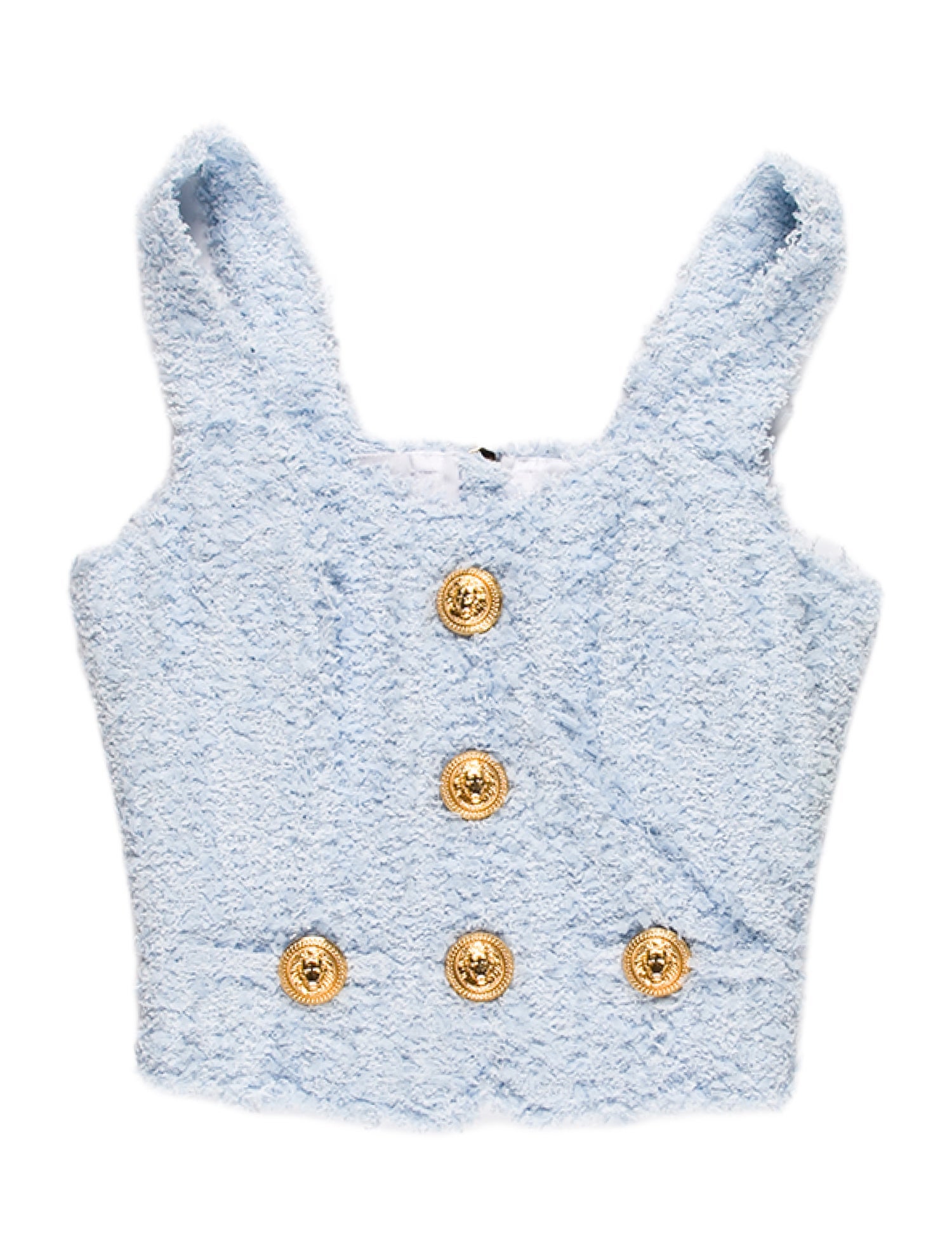 Balmain Square Neckline Sleeveless Crop Top