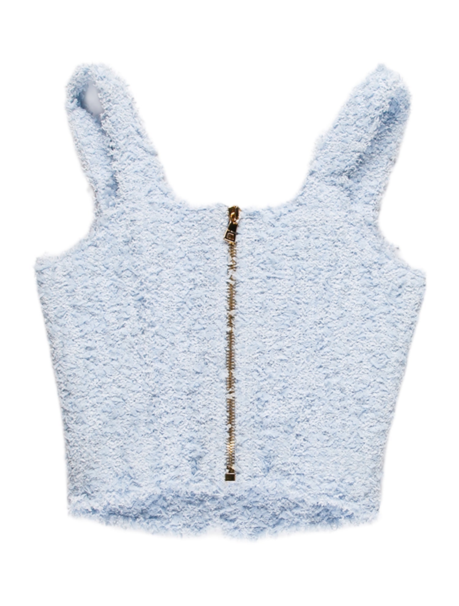 Balmain Square Neckline Sleeveless Crop Top