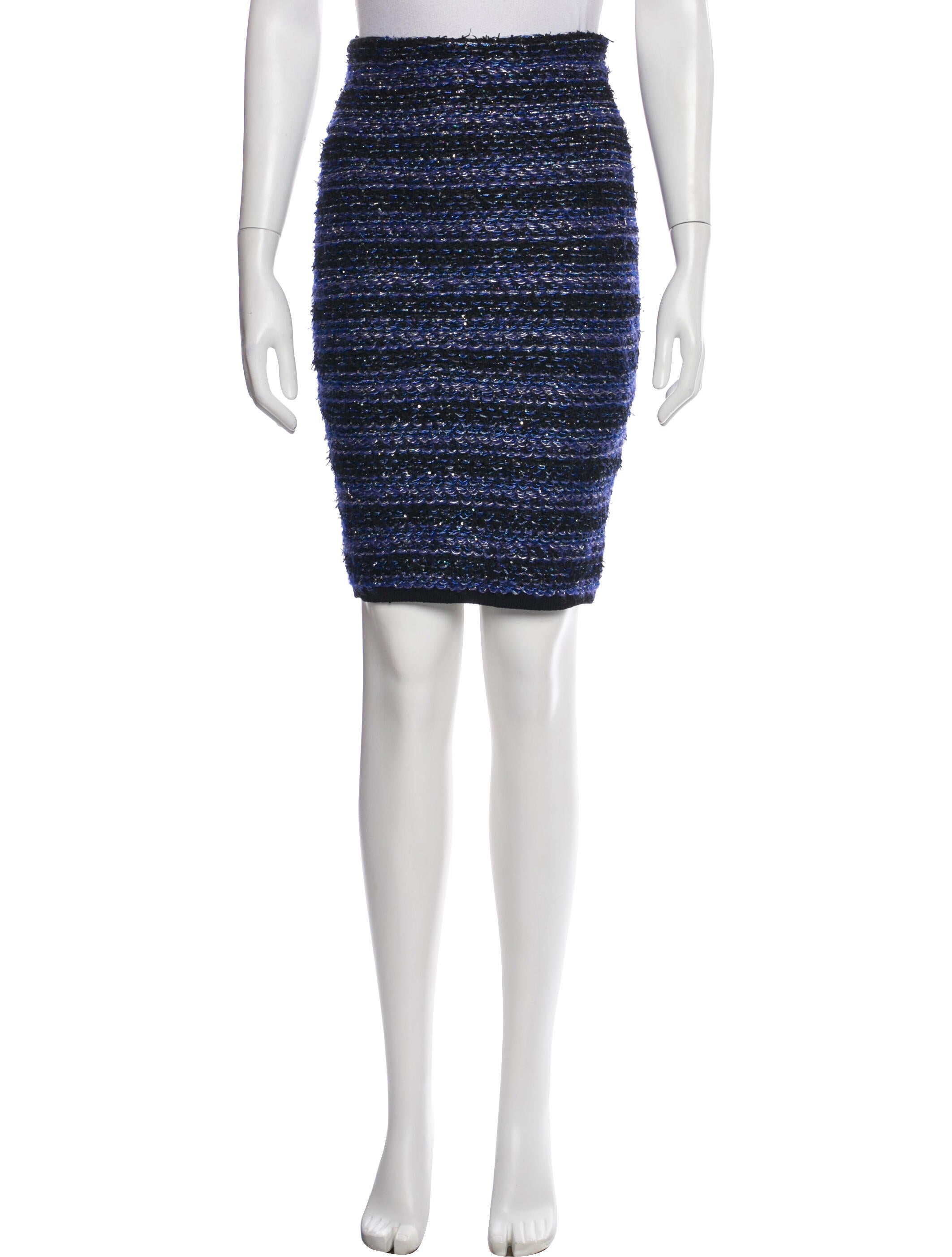 Balmain Tweed Pattern Knee-Length Skirt