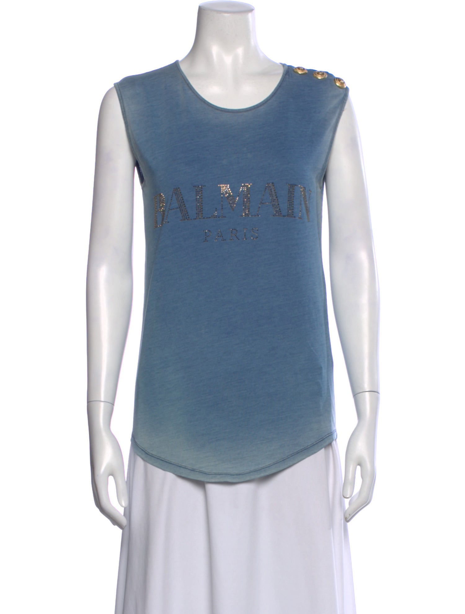Balmain Graphic Print Crew Neck Top