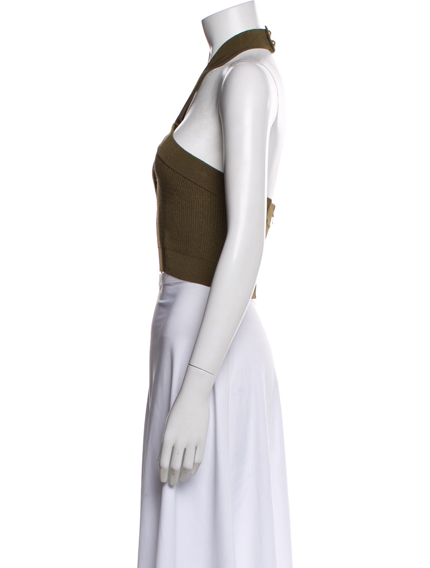 Balmain Halterneck Sleeveless Crop Top