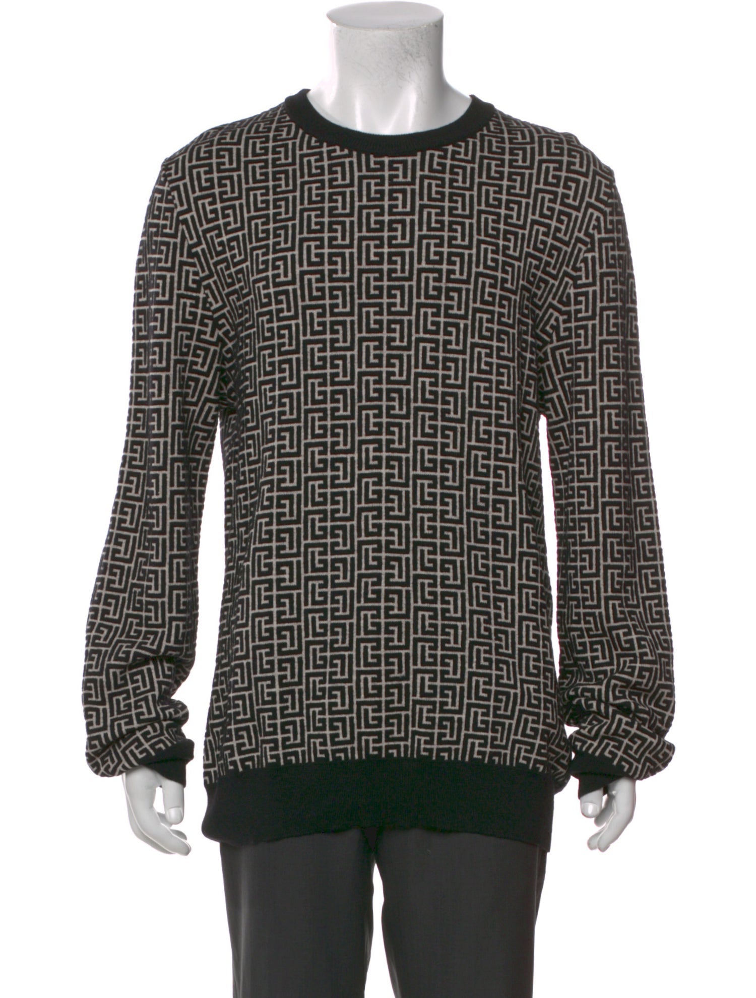 Balmain Monogram Pattern Crew Neck Pullover