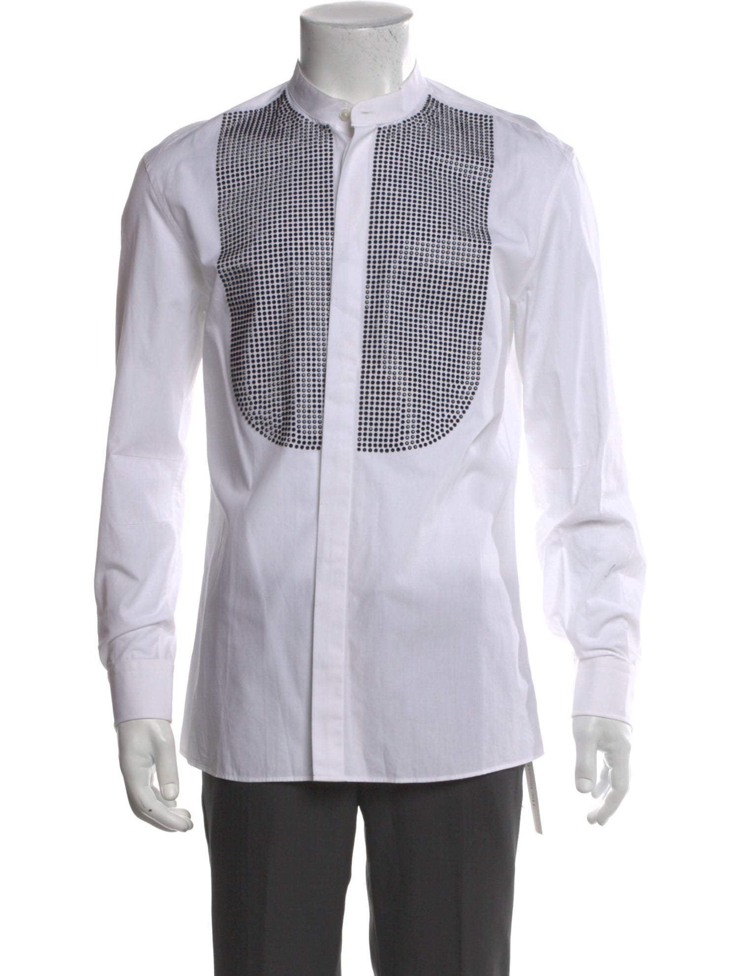 Balmain Polka Dot Print Long Sleeve Tuxedo Shirt