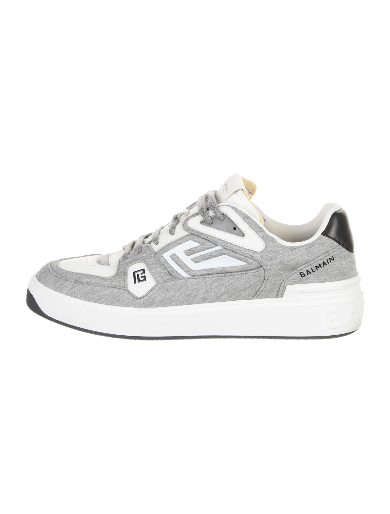 Balmain Leather Colorblock Pattern Sneakers