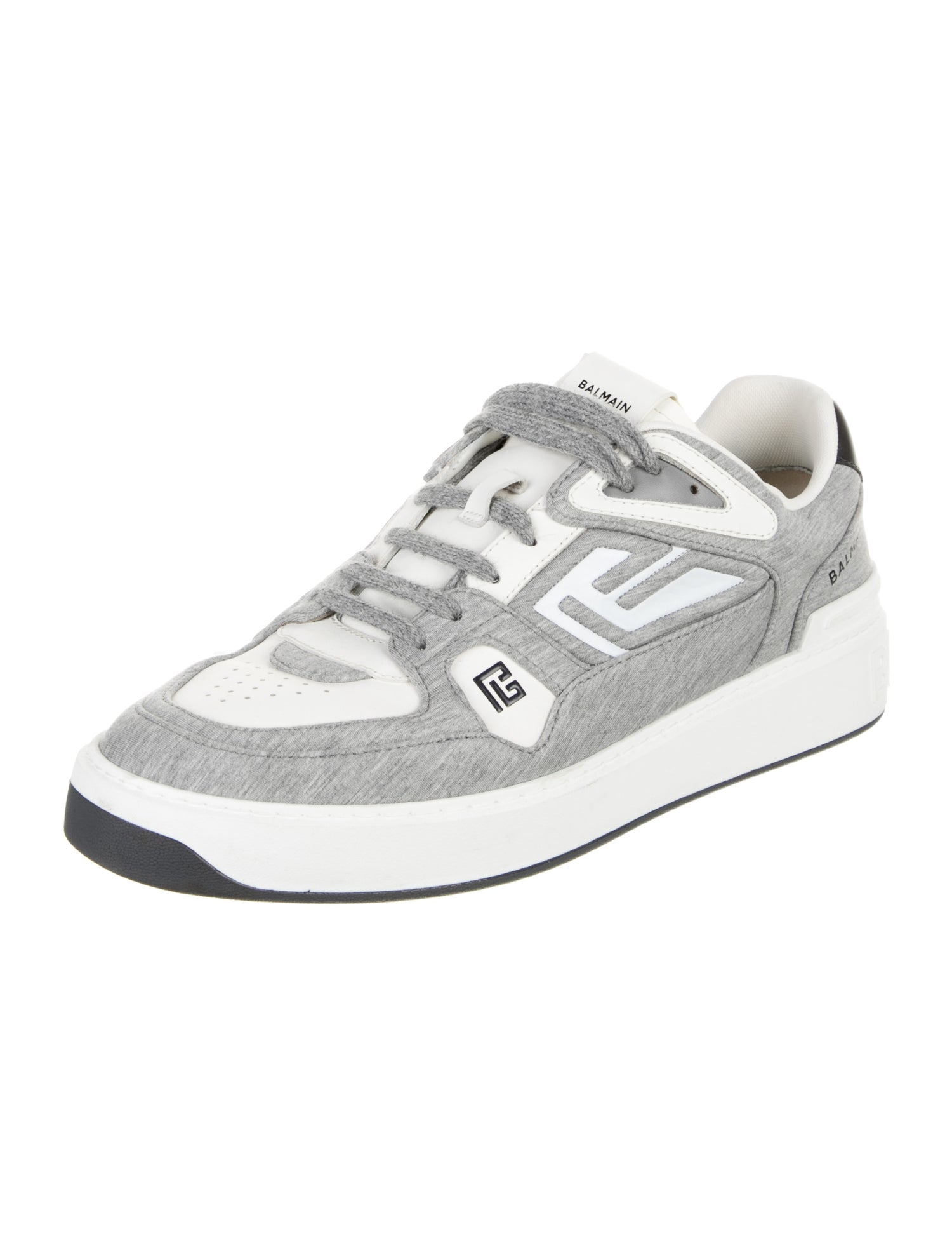 Balmain Leather Colorblock Pattern Sneakers