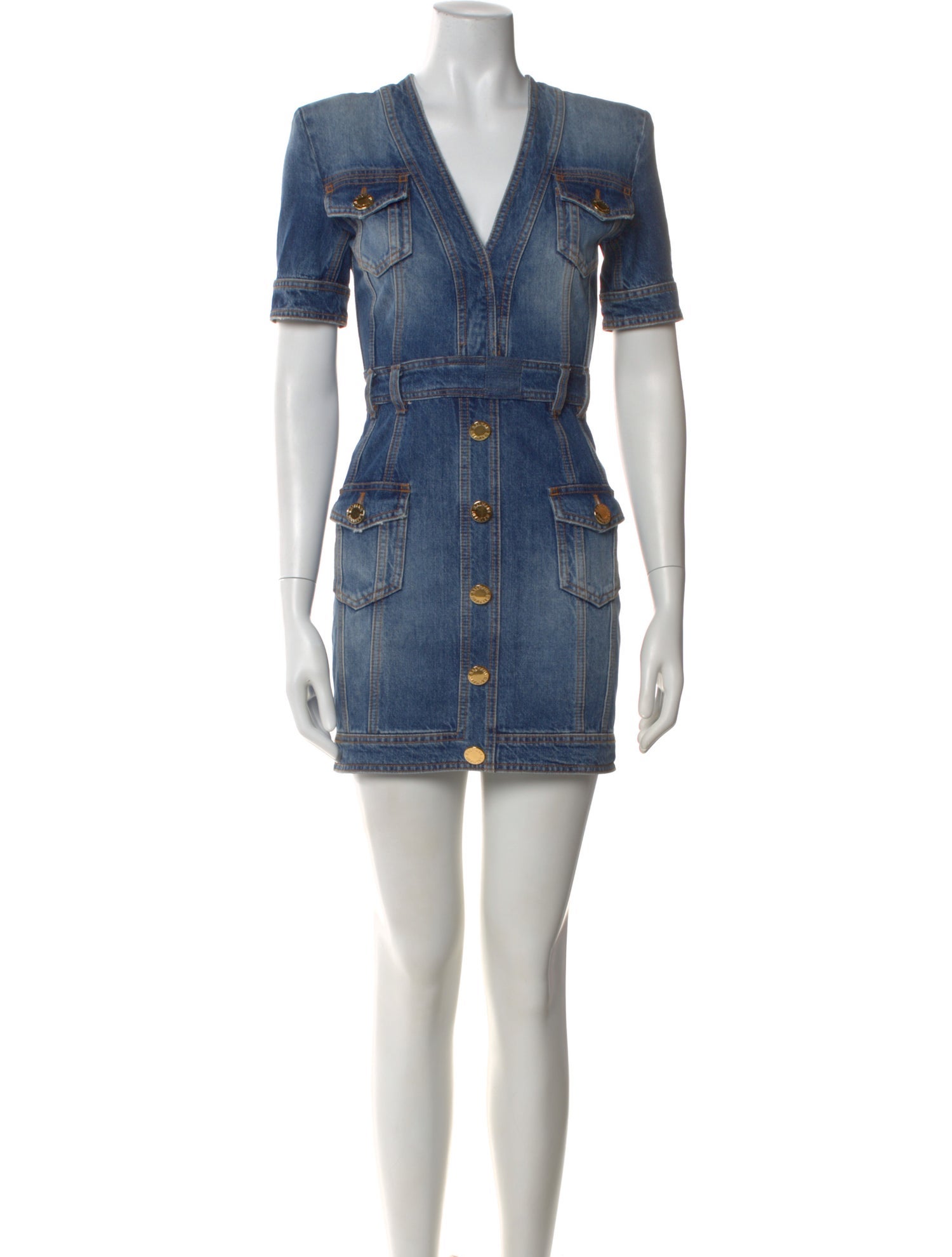 Balmain V-Neck Mini Dress