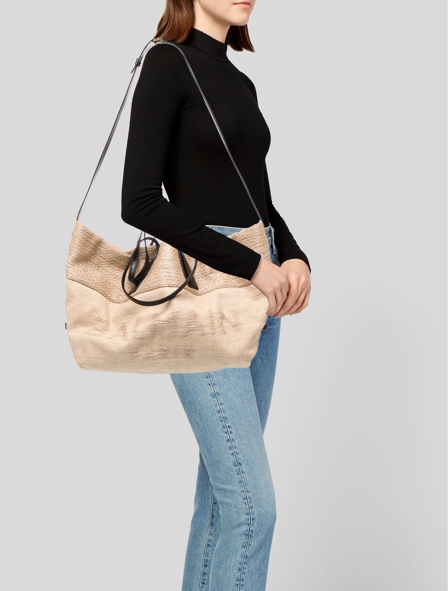 Balmain Raffia Shoulder Bag