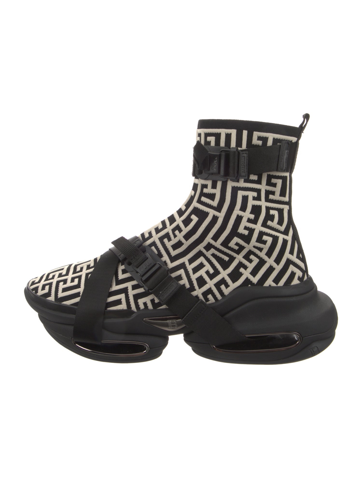 Balmain Monogram Pattern Sock Sneakers w/ Tags