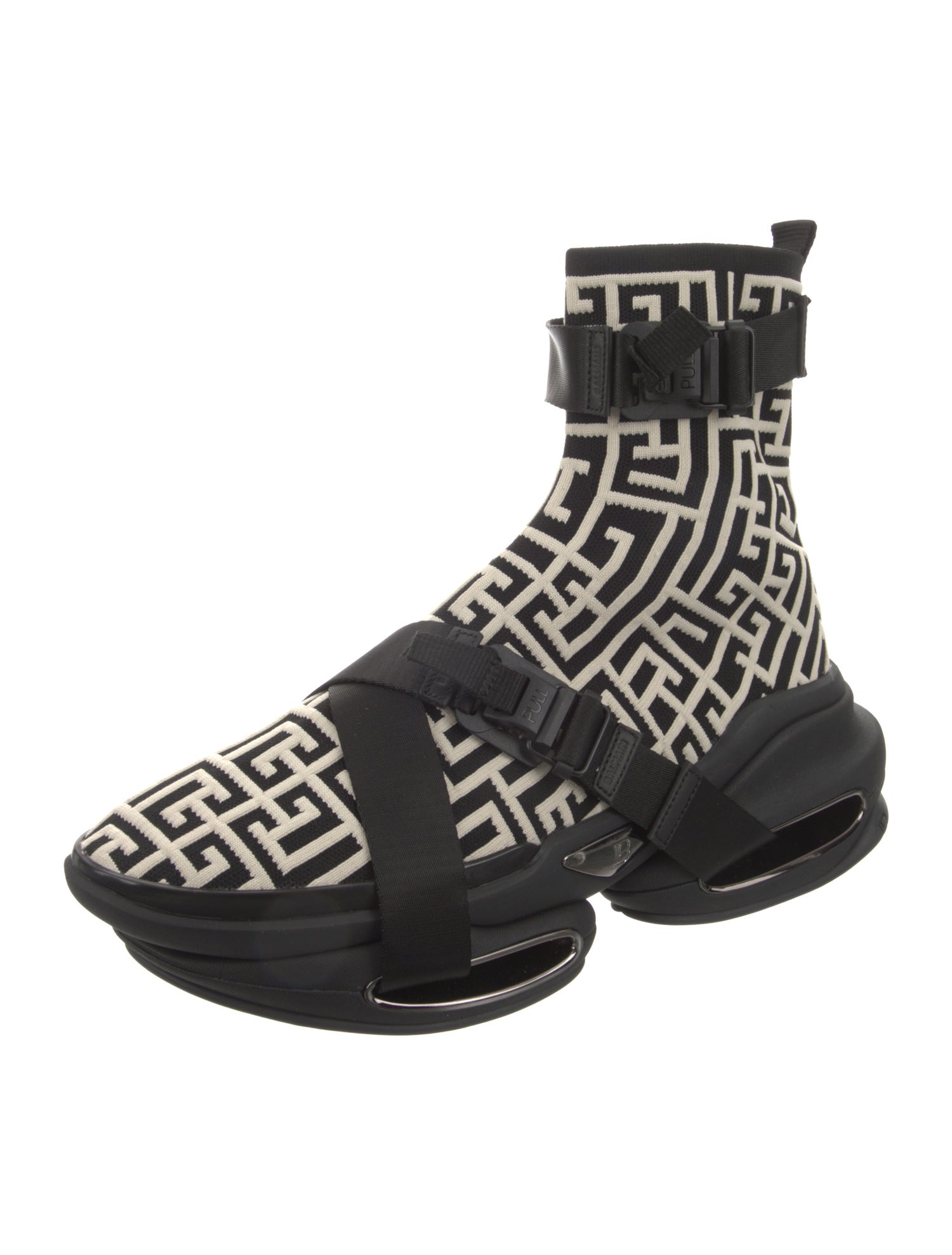 Balmain Monogram Pattern Sock Sneakers w/ Tags