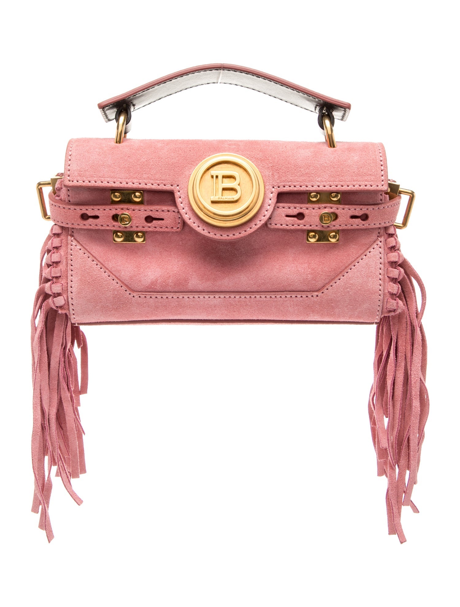 Balmain Suede Top Handle Bag