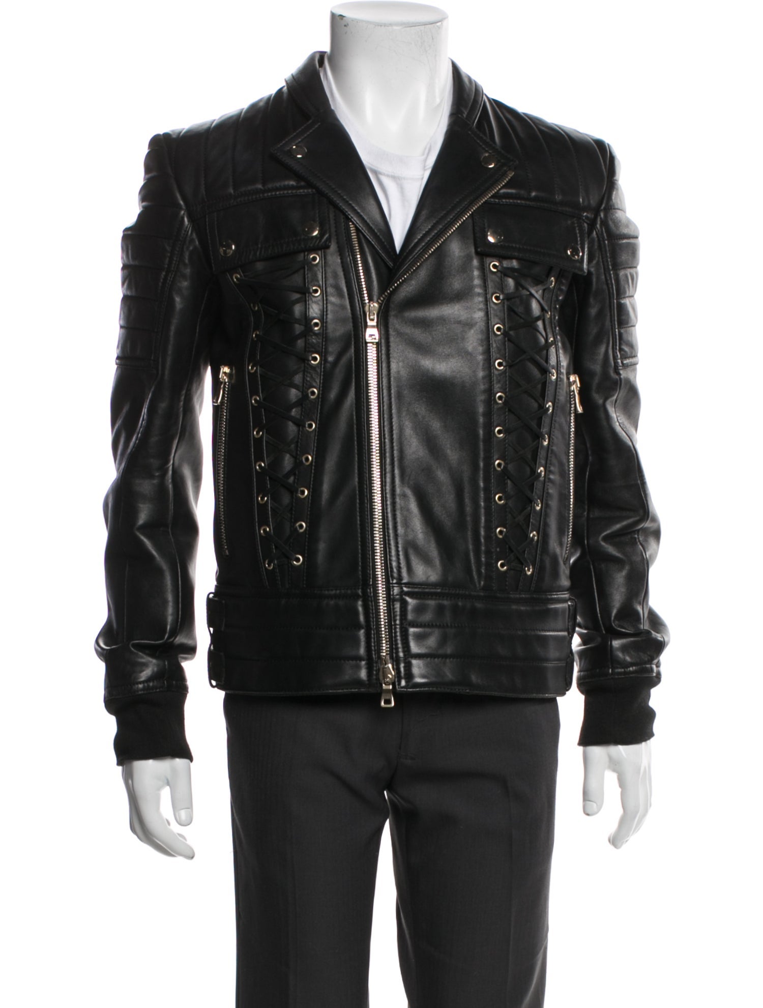 Balmain Lamb Leather Moto Jacket