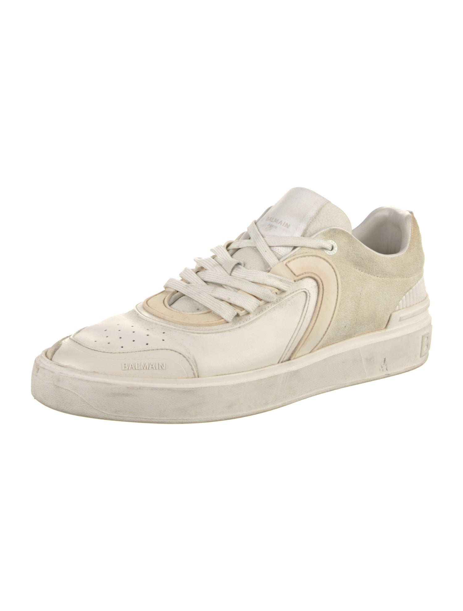 Balmain Leather Lasercut Accents Sneakers