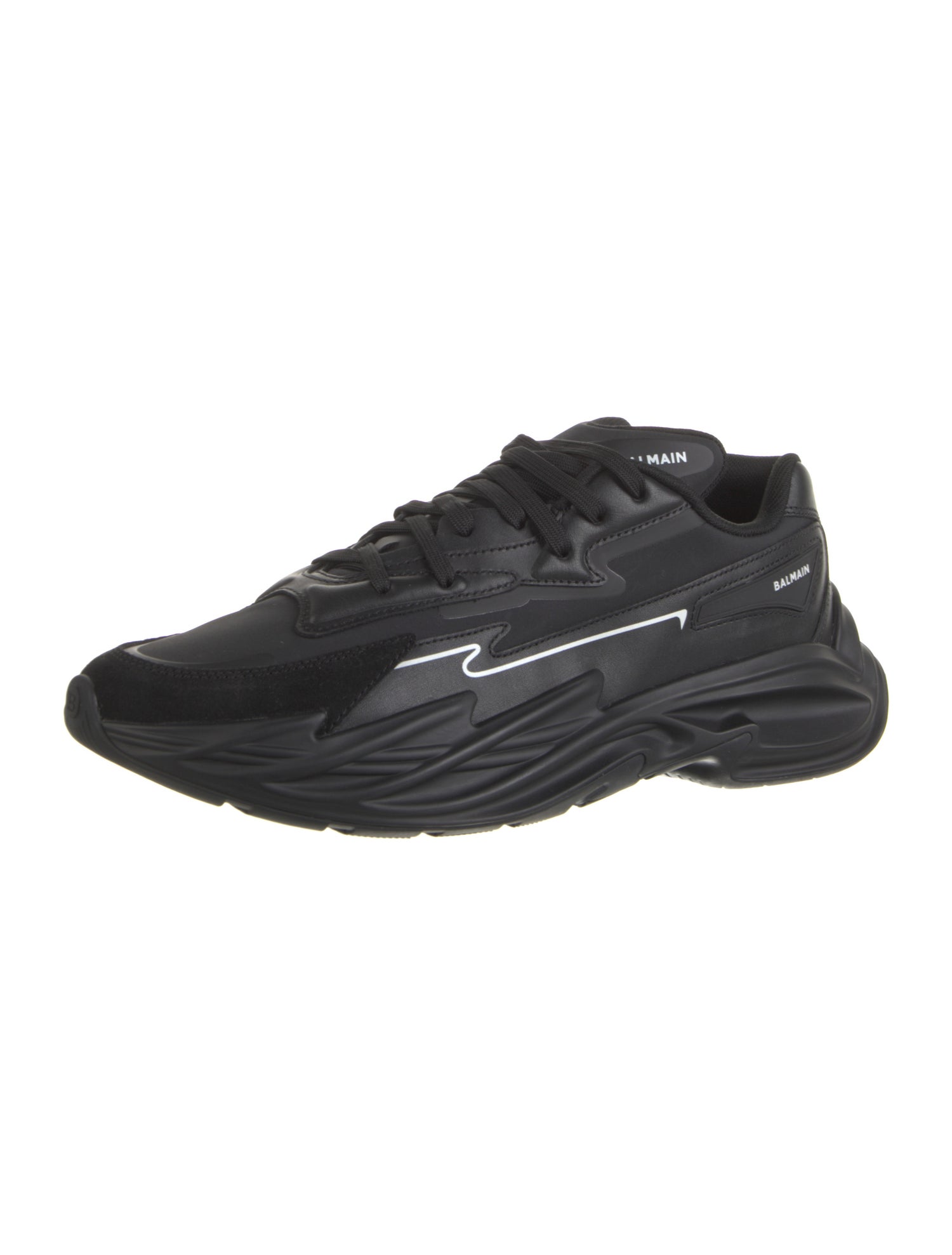 Balmain Leather Printed Athletic Sneakers