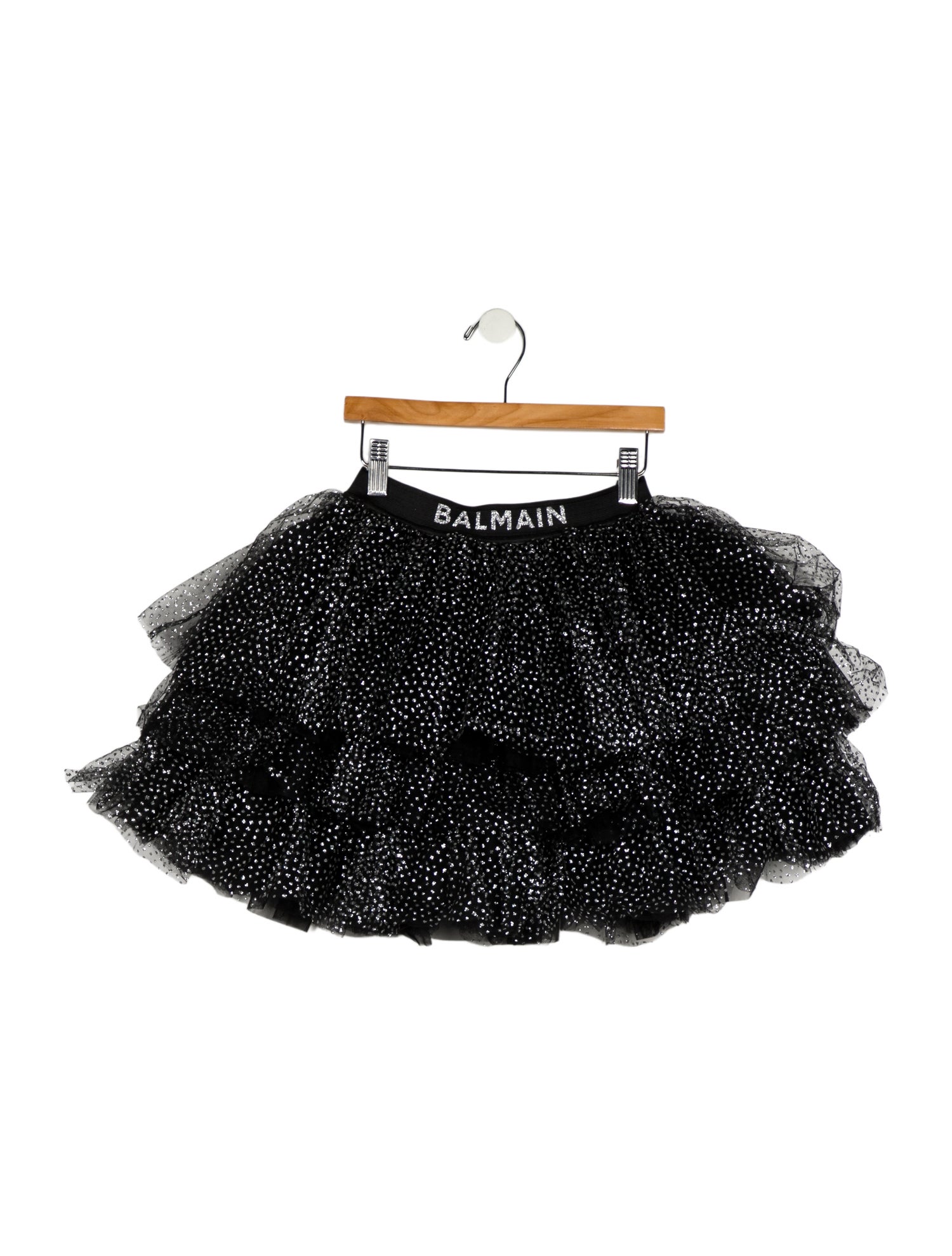 Balmain Girls Pleated Glitter Accented Skirt