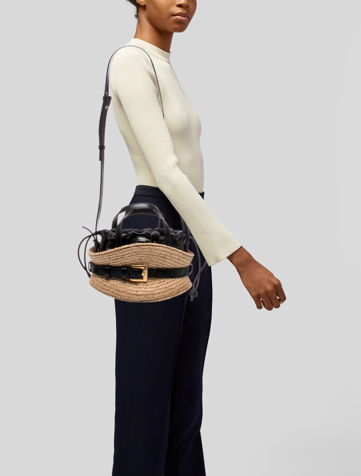 Balmain Raffia Crossbody Bag