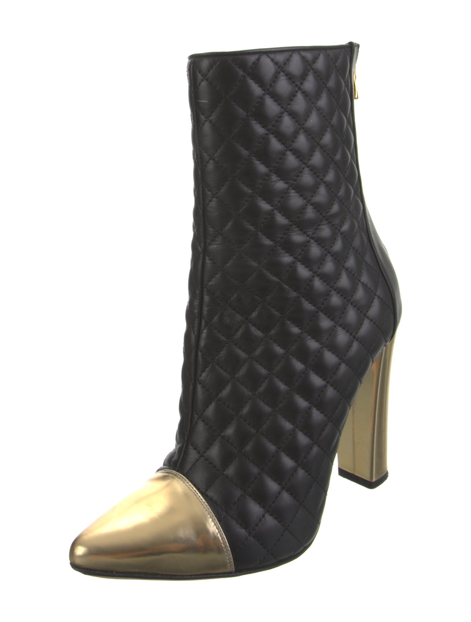 Balmain Leather Colorblock Pattern Boots